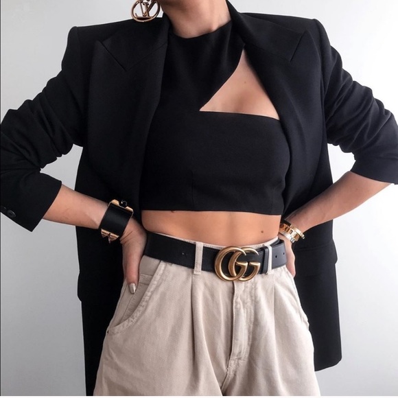 Tops - BLACK ONE SHOULDER CUT OUT STRAPPY SEXY CROP TOP